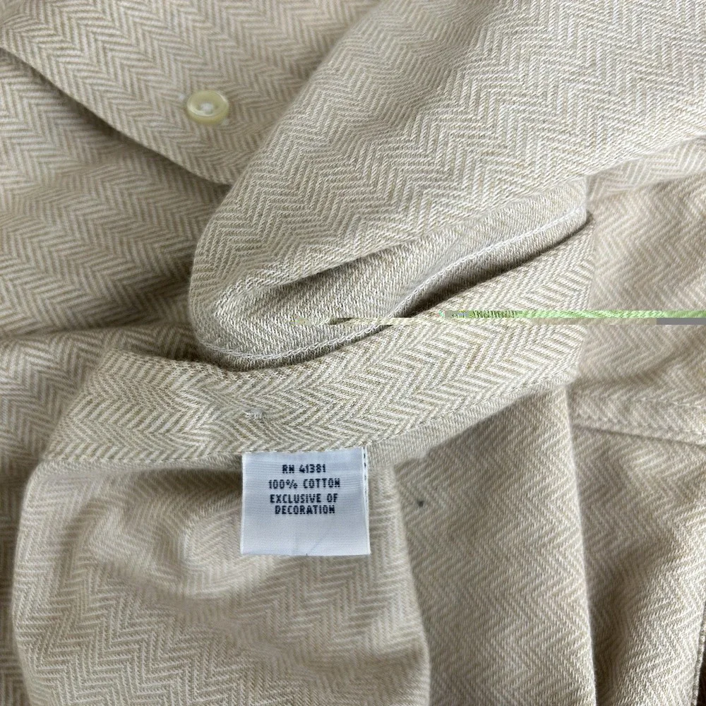 Polo Ralph Lauren Beige Chevron Knit Shirt Size 4XB Long Sleeve Button up Preppy